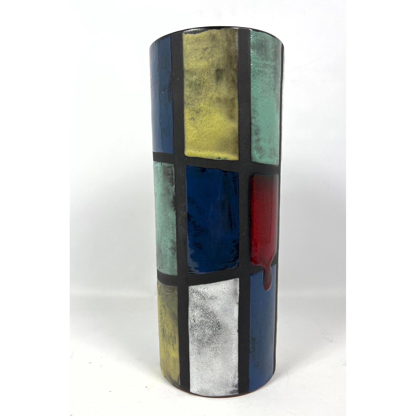 German Modernist Art Pottery Glazed Vase. Mid Century 50's 60's era.: German Modernist Art Pottery Glazed Vase. Mid Century 50's 60's era. H: 13.5 inches: W: 5.5 inches: D: 5.5 inches --- US Packing and Shipping charge: In house shipping available. Will be calculated on