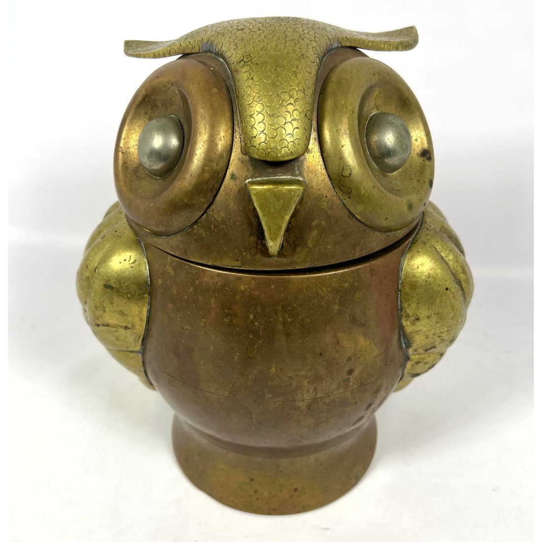 INDUGARCIA Modernist Owl Ice Bucket. Mixed Metal including Brass and Copper. Figural. Marked INDOGAR (1 of 13)