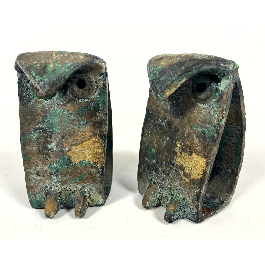 Midcentury brutalist owl bookends. 1950s Japan forged iron. (1 of 9)