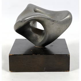 ROBERT HUBBARD Modernist Metal Sculpture. Organic form. "Pierced Form #3. Artist's label on Base. Vi (1 of 9)