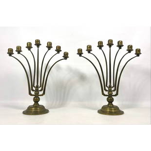 Pr Modernist Bruno Paul Style Brass Articulating Candelabra Stepped brass base. Jugendstil: Pr Modernist Bruno Paul Style Brass Articulating Candelabra Stepped brass base. Jugendstil H: 16.5 inches: W: 15 inches: D: 5.5 inches ---