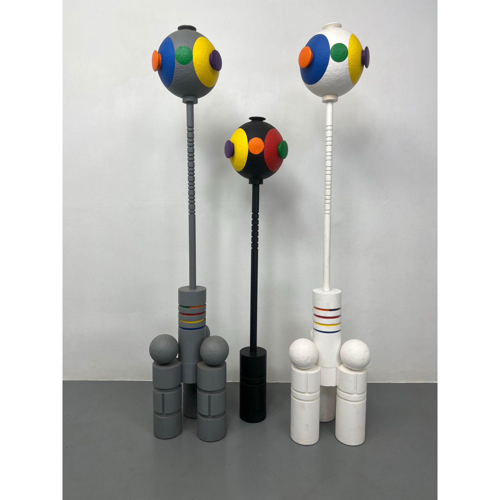 Collection 3 Modernist DE STIJL style Colorful Sculptures. Mixed Media. Painted foam and wood. Brigh (1 of 1)