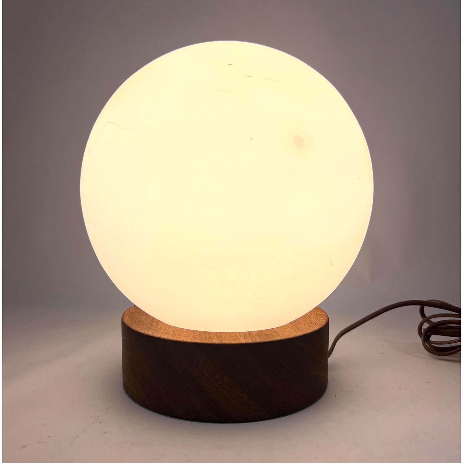 Small Teak and White Glass Globe Shade Danish Modern Lamp. (1 of 11)