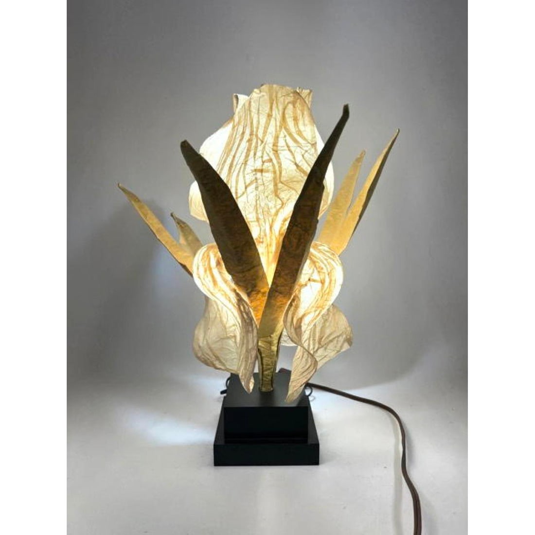 Artisan Fiber Art Organic Iris Floral Lamp. Signed DIANA HARRISON; Dated 1996. (1 of 14)
