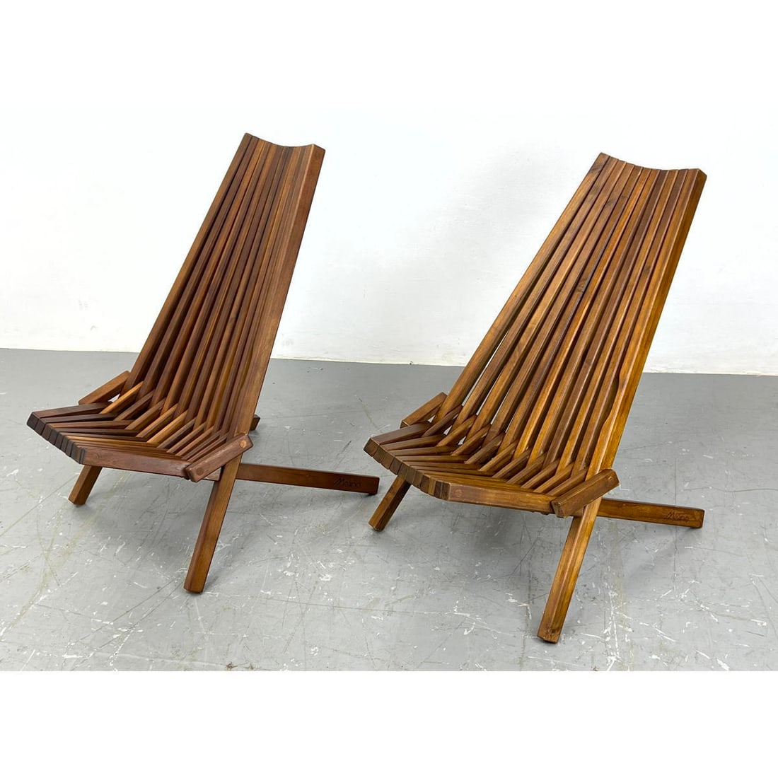 2pc MELINO Teak Folding Lounge Chairs. Collapsible Chair for easy storage. Outdoor Garden Patio Porc (1 of 10)