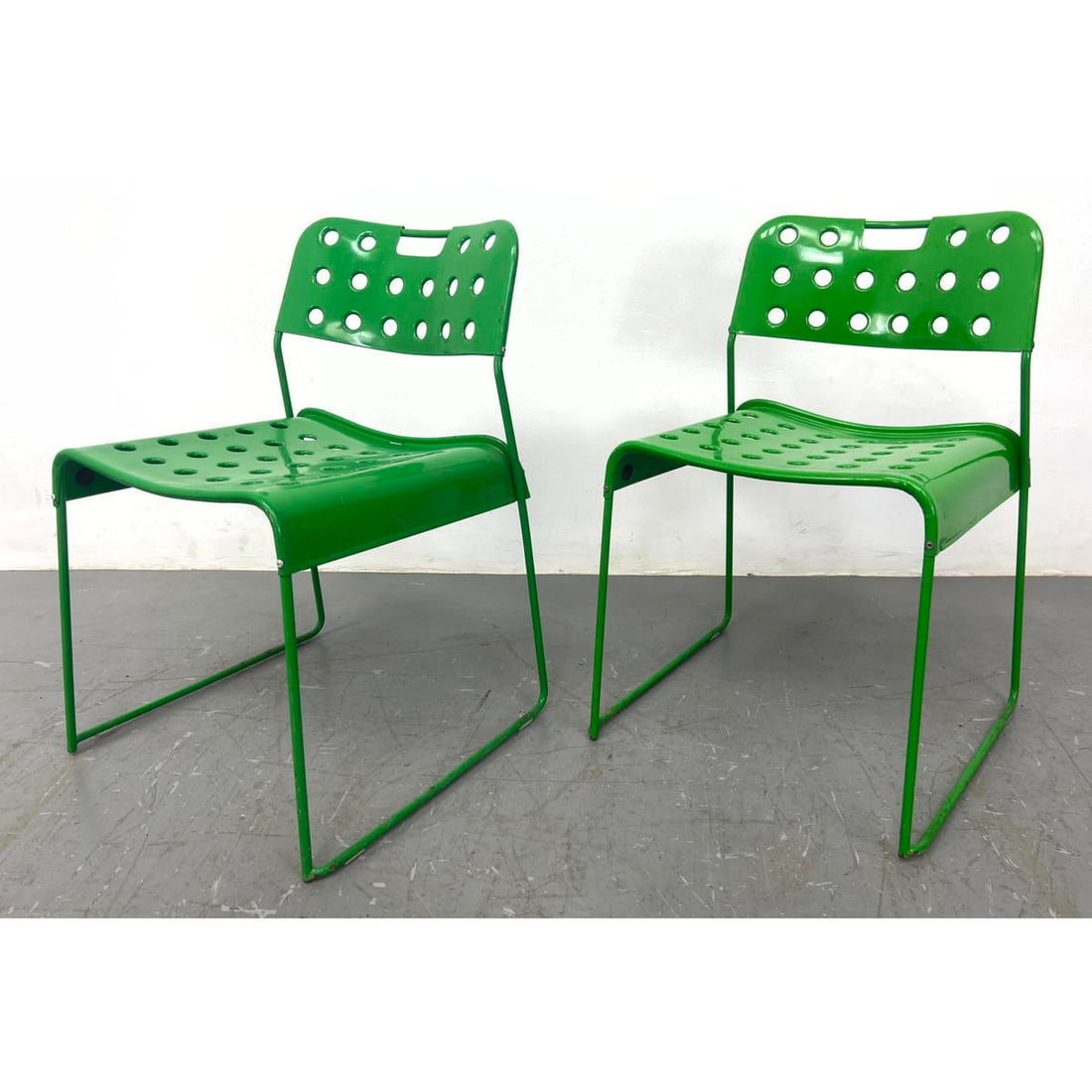 Pr BIEFFEPLAST Italy Steel Side Chairs. Modernist Italian design. Green Finish. Designed by RODNEY K (1 of 11)