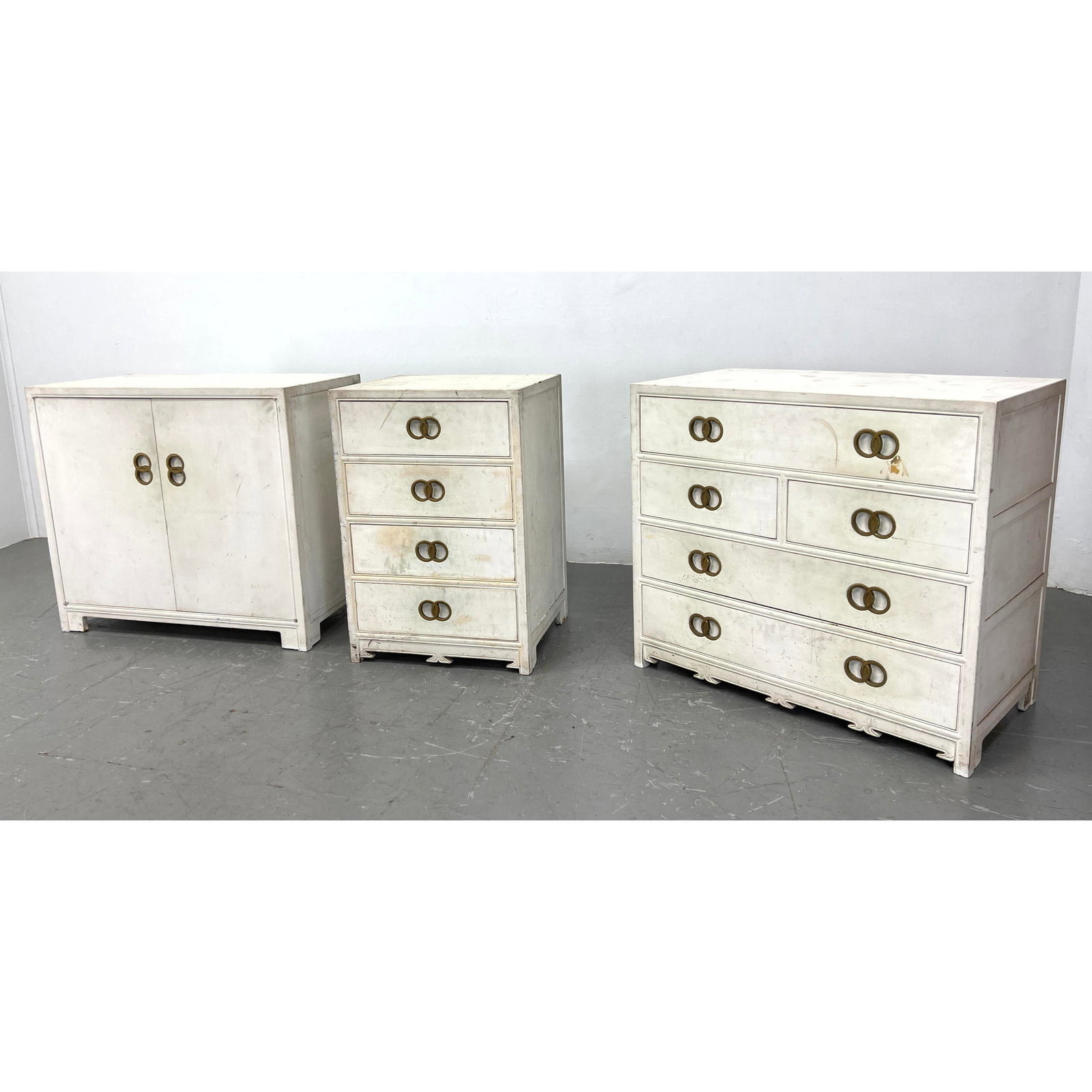 3pcs Michael Taylor for Baker Cabinets Dressers. Painted white. (1 of 19)