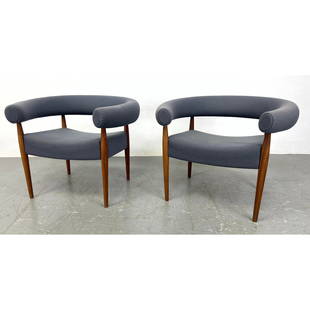 Pair NANNA DITZEL for Getama Lounge Chairs. Ring Chair. Danish Modern.: Pair NANNA DITZEL for Getama Lounge Chairs. Ring Chair. Danish Modern. Dimensions: H: 27 inches: W: 33.5 inches: D: 19 inches - Seat Height: 17 inches ---