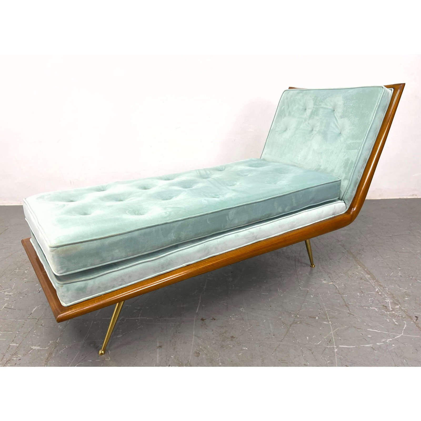 Robsjohn Gibbings style Chaise Lounge with Brass Legs. Not Vintage. (1 of 10)