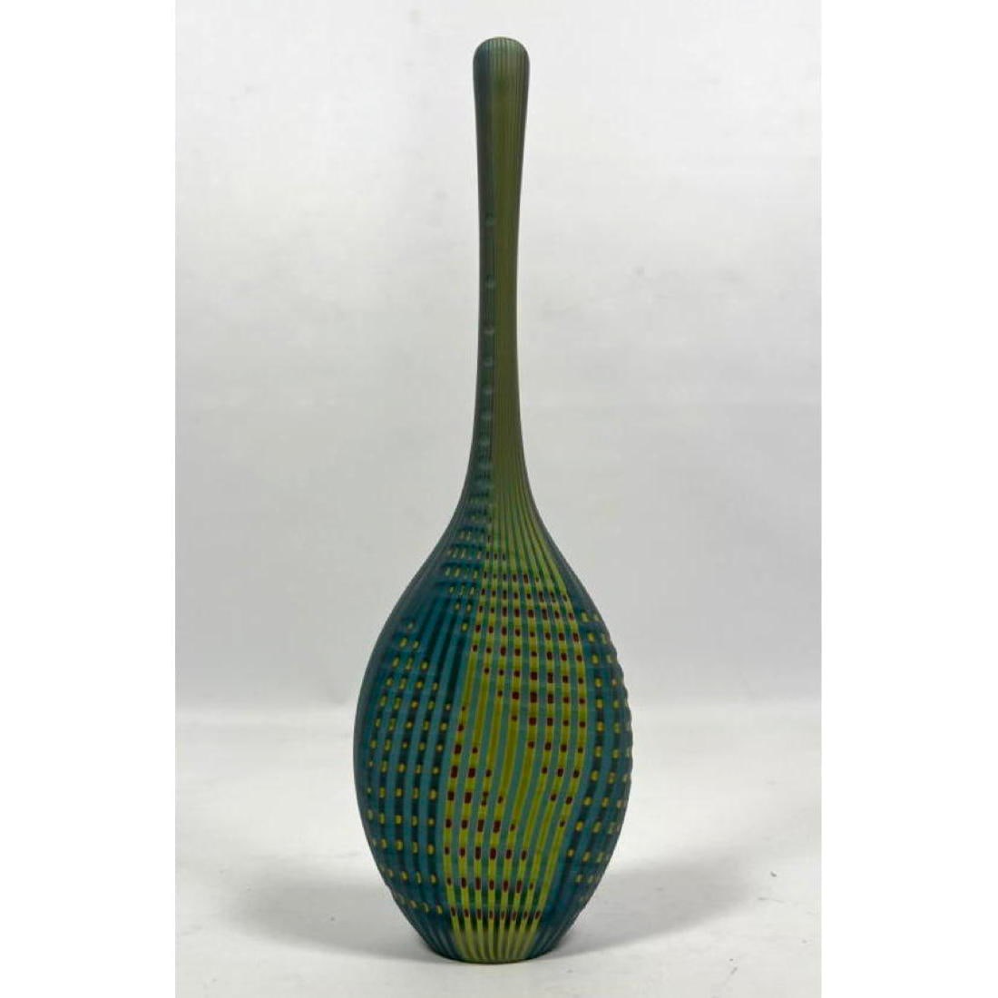 DANTE MARIONI attribution Italian Studio Art Glass Vase. Modern Cameo Glass with cut engraved techni (1 of 11)