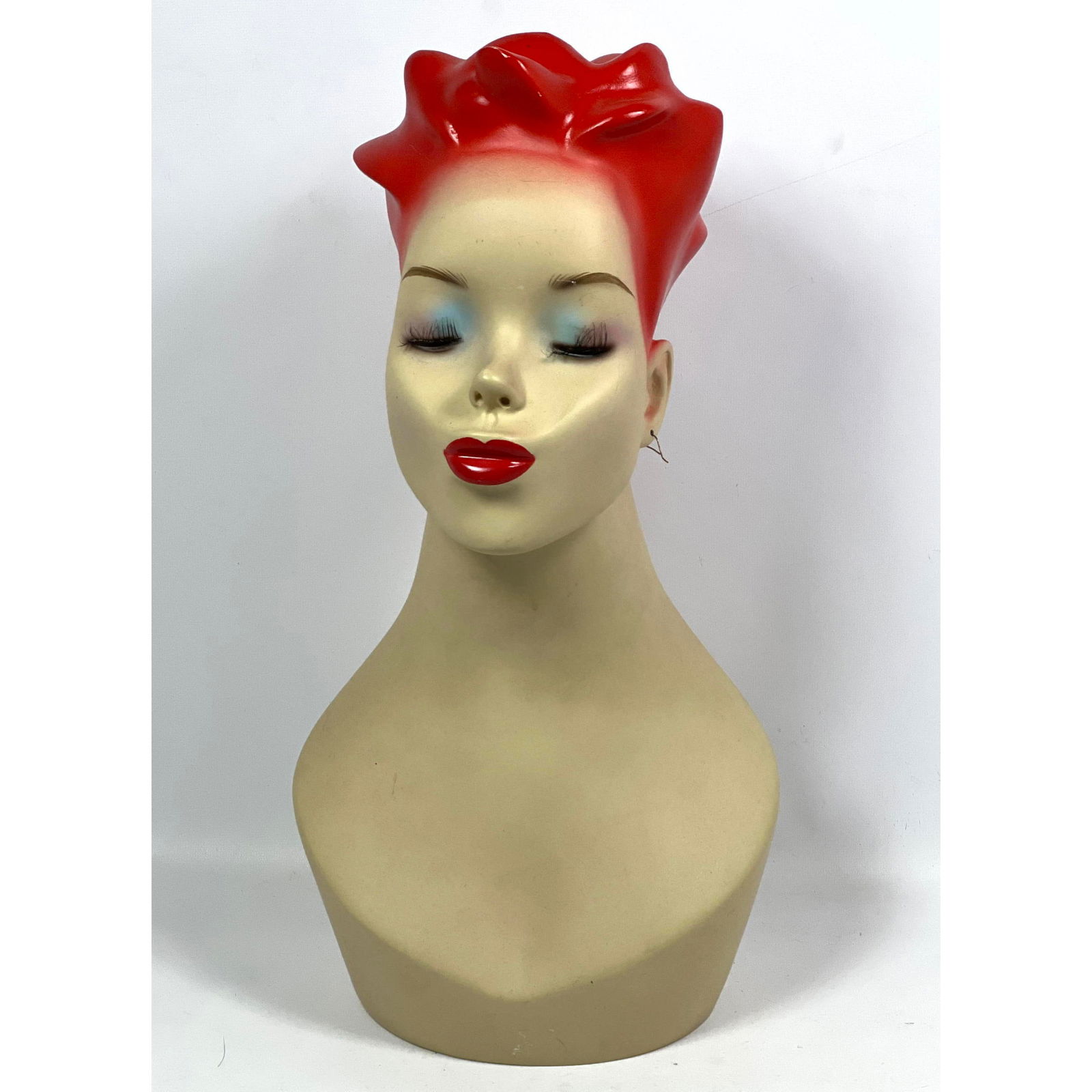 Red Hair Head Bust Display Mannequin. Spiked Red Hair. (1 of 6)