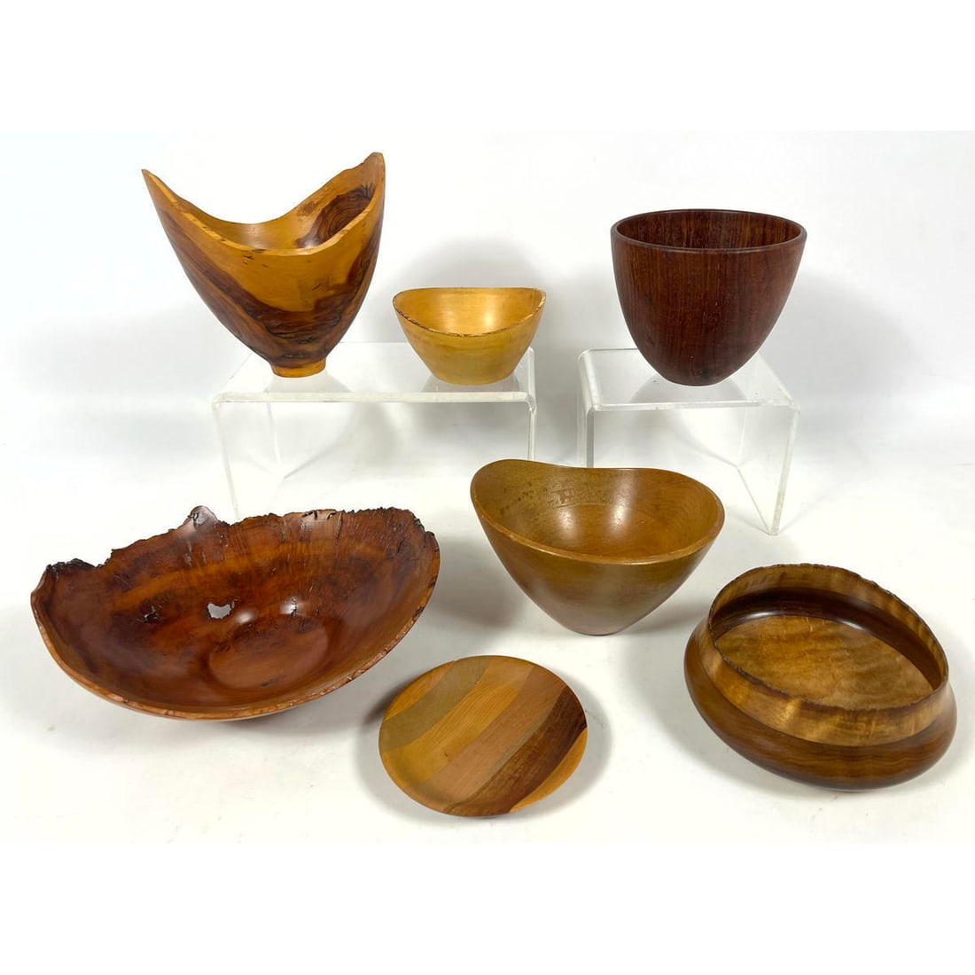 7pc Artisan Studio Turned Wood Bowls Vessels. MYKL MESSER, RICHARD HUDSON, TOM FREY, J L DUNNE, M.L. (1 of 15)