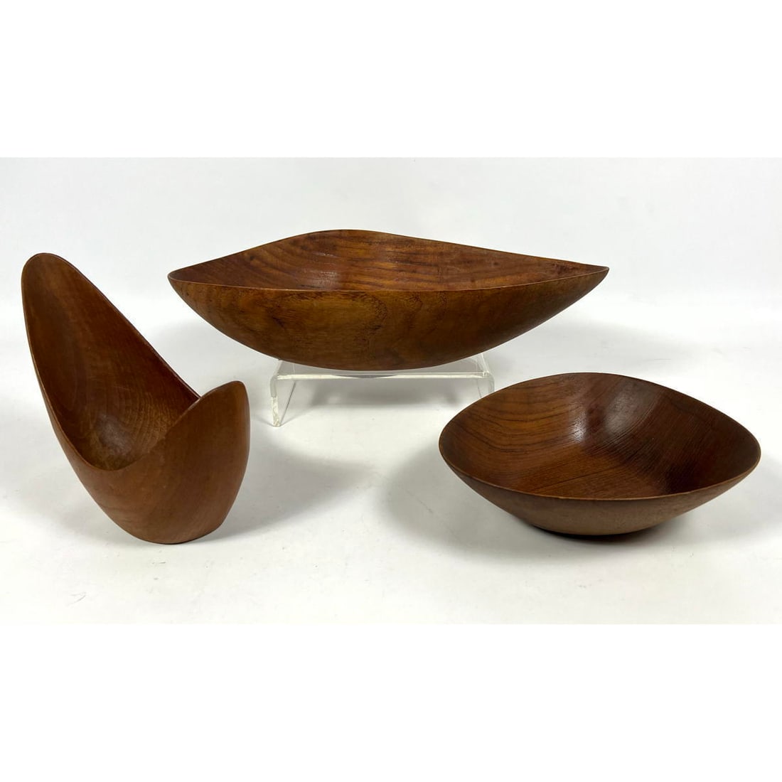 3pcs Danish Modern Carved wood Bowls. 2 Danish Modern Stig Sandkvist Hand Carved Teak Bowls Sweden. (1 of 17)