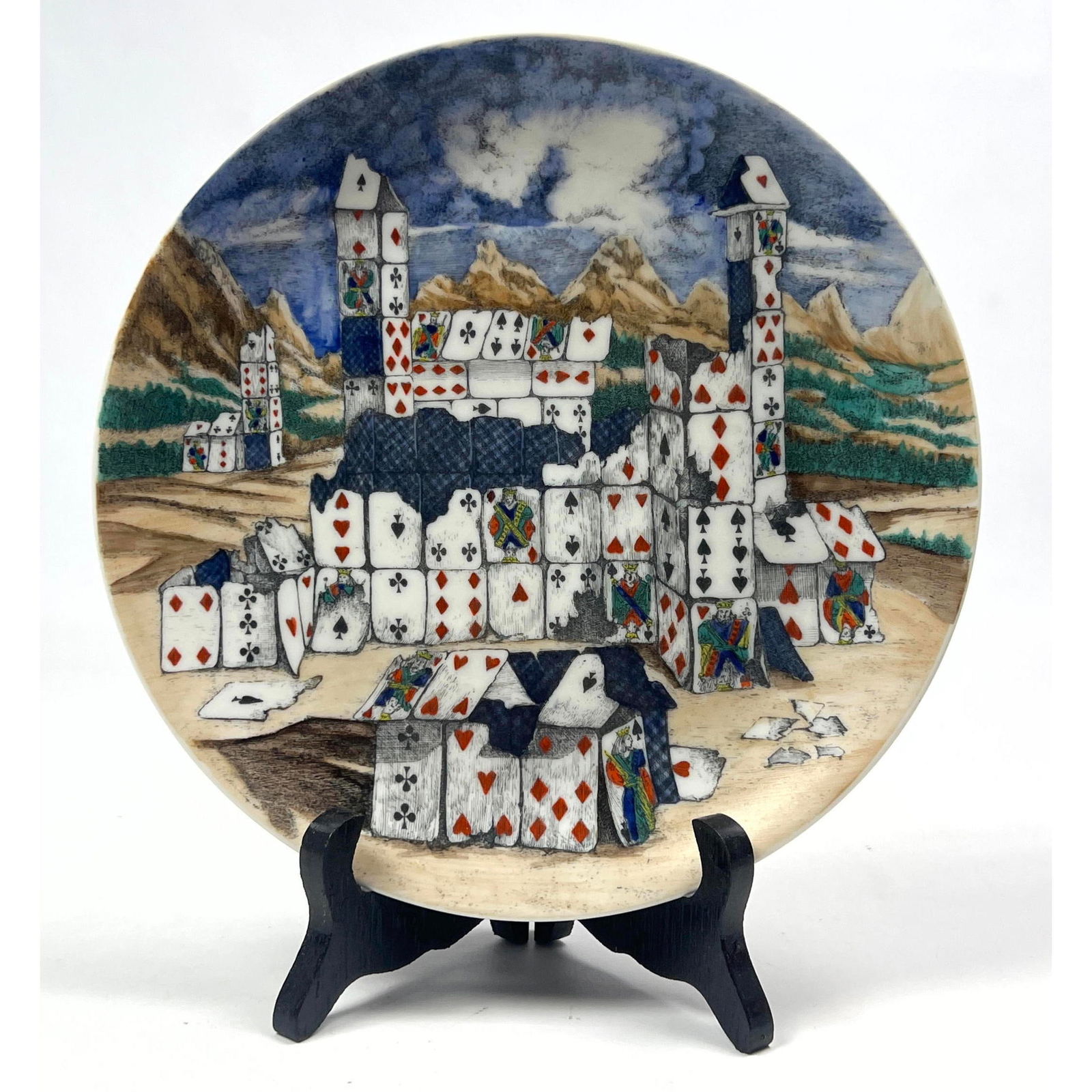 PIERO FORNASETTI Milano "Citta di Carte" Plate. Italian Mid Century Modern. Graphic image of House o (1 of 7)