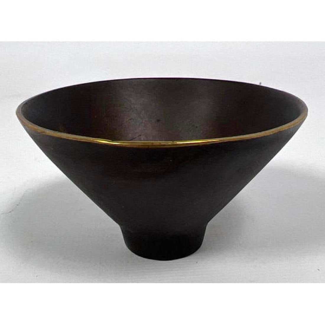 small CARL AUBOCK Austrian Bronze Round Bowl. Wiener Werkstatte. Original dark patina. Signed. (1 of 9)