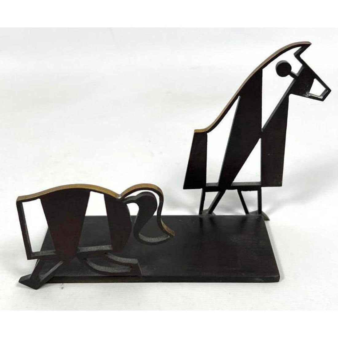 CARL AUBOCK Rare Bronze Dogs Letter Holder. Austrian. RARE Hard to Find Form. Wiener Werkstatte. Sig (1 of 9)