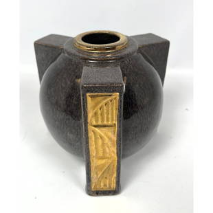 Marcel Guillard Art Deco Pottery Vase. French. c. 1930: Marcel Guillard Art Deco Pottery Vase. French. c. 1930 H: 6 inches: W: 6.5 inches: D: 6.5 inches --- US Packing and Shipping charge: In house shipping available. Will be calculated once destination kn