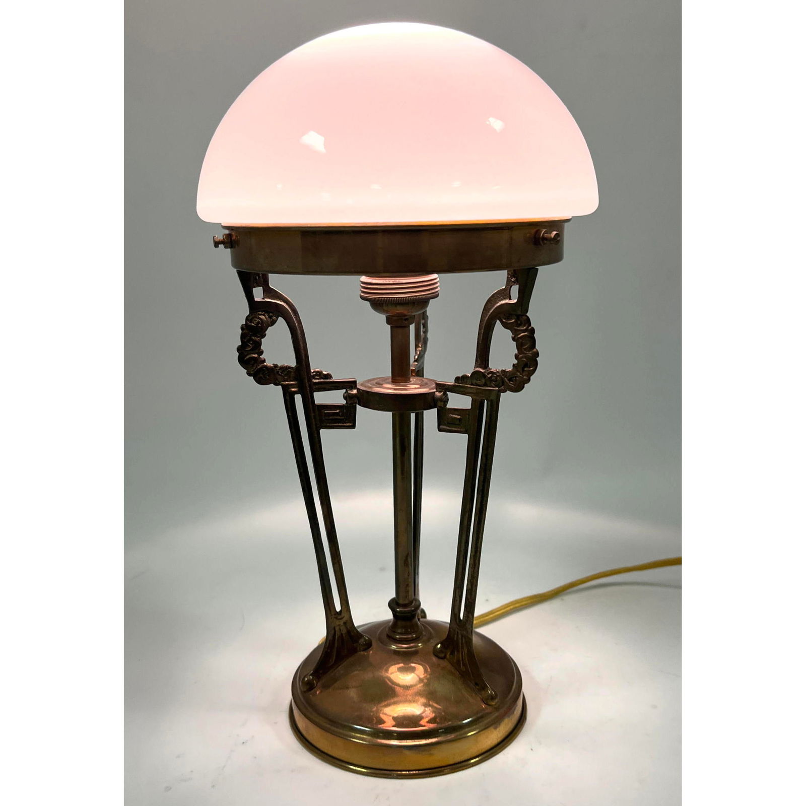 Secessionist Brass and Glass Table Lamp. Dome shade. (1 of 10)