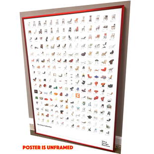 Vitra - The Chair Collection Poster - shows 224 selected pieces of the Vitra Design Museum's collect: Vitra - The Chair Collection Poster - shows 224 selected pieces of the Vitra Design Museum's collection. 2018 edition. Unframed. Chairs by: Charles and Ray Eames, Vladimir Kagan, George Nelson, Jean P