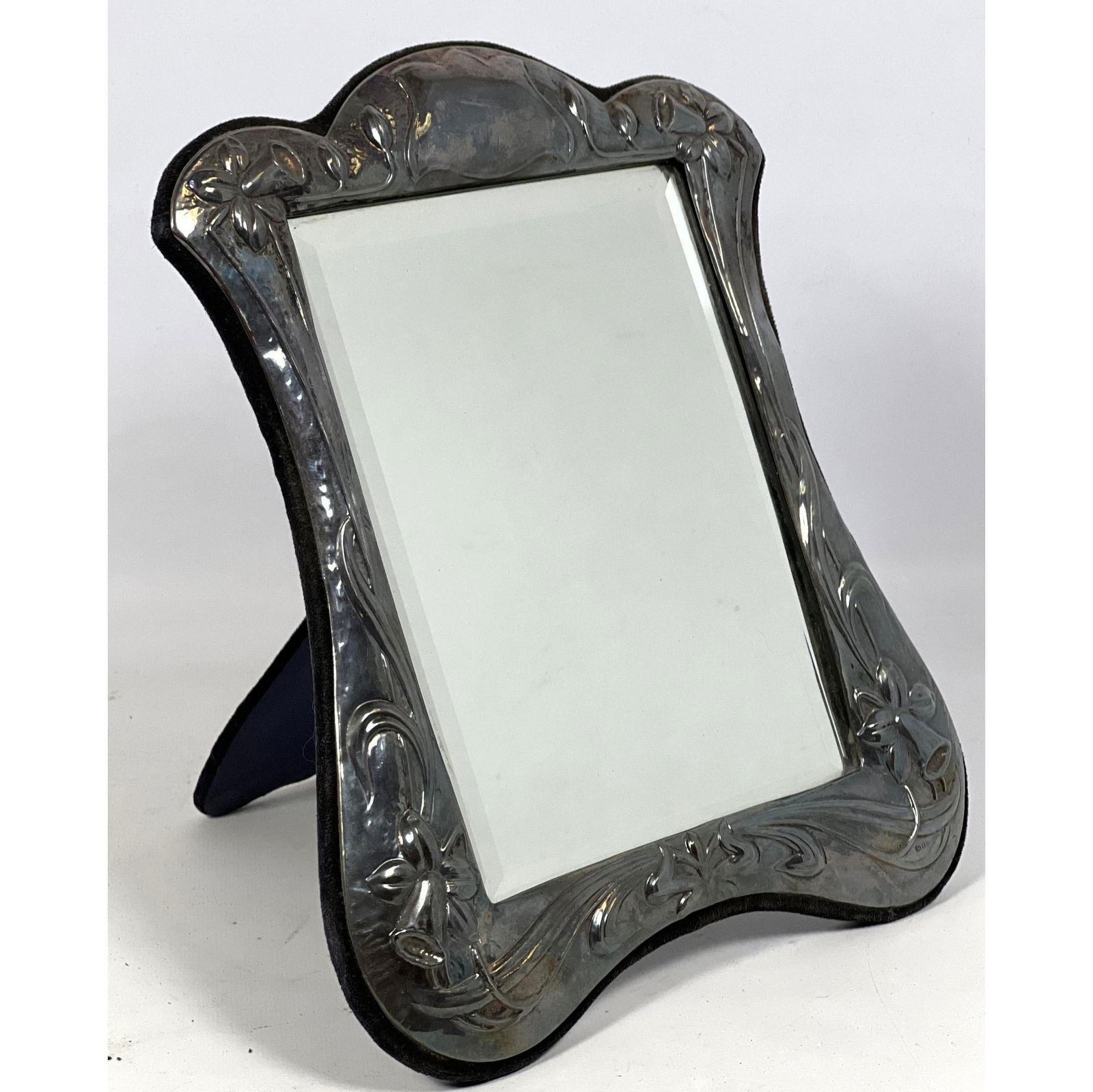 Sterling Silver Vintage Repousse Picture Frame. Art Nouveau stylized Jonquils Daffodils. Marked. (1 of 7)