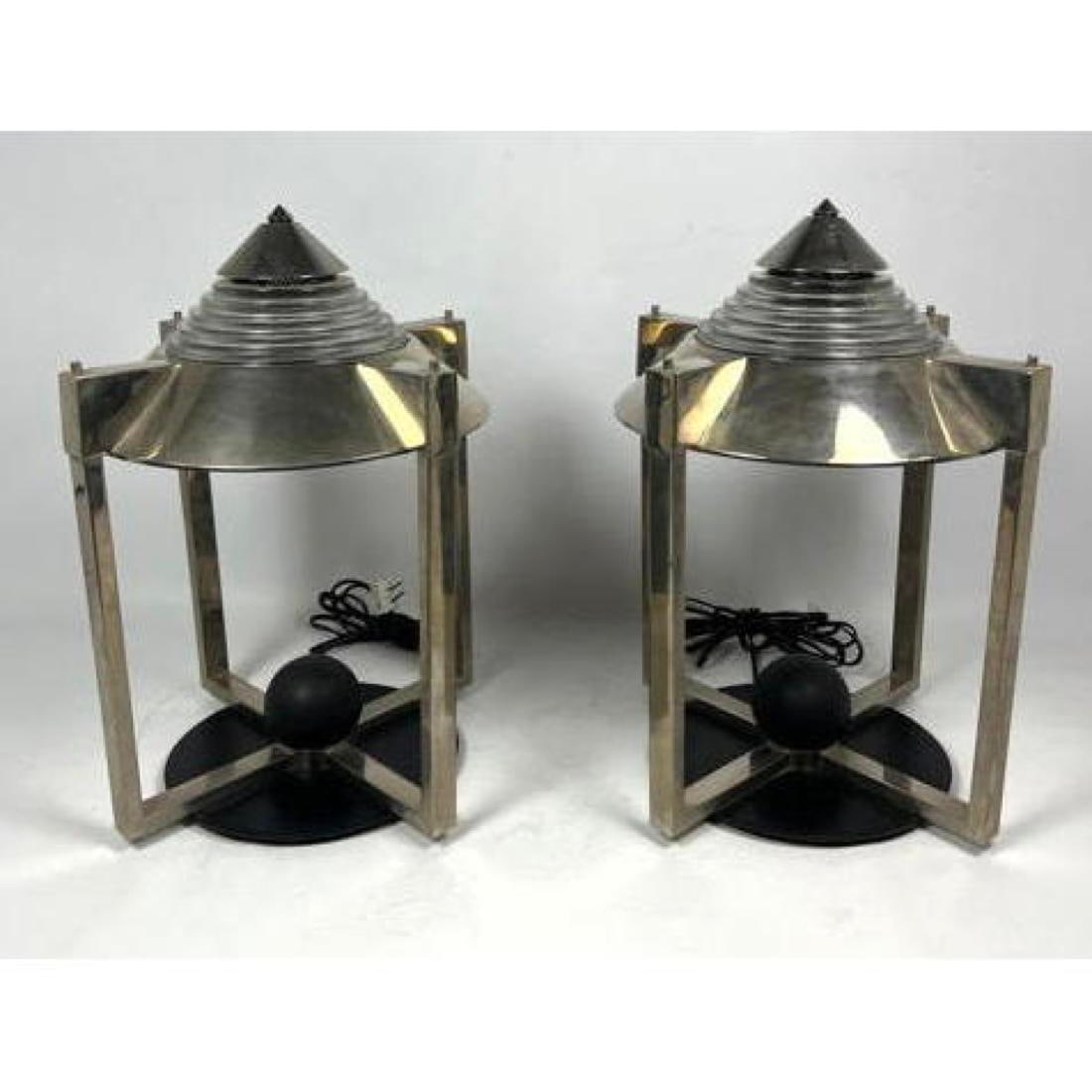 Pair Robert Sonneman for Kovacs Table Lamps. Art Deco Style.: Pair Robert Sonneman for Kovacs Table Lamps. Art Deco Style. H: 18 inches: W: 13 inches: D: 13 inches ---