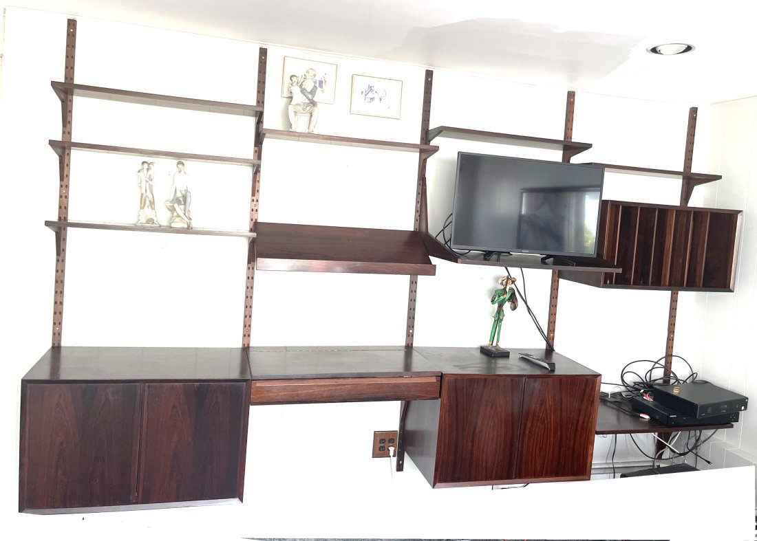 POUL CADOVIUS Cado Rosewood Wall Unit Shelf and Cabinets. 5 Uprights, 3 cabinets, desk shelf, writin (1 of 17)