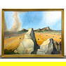 Otis Dozier Western Modernist Painting on Panel. Signed and dated 73.