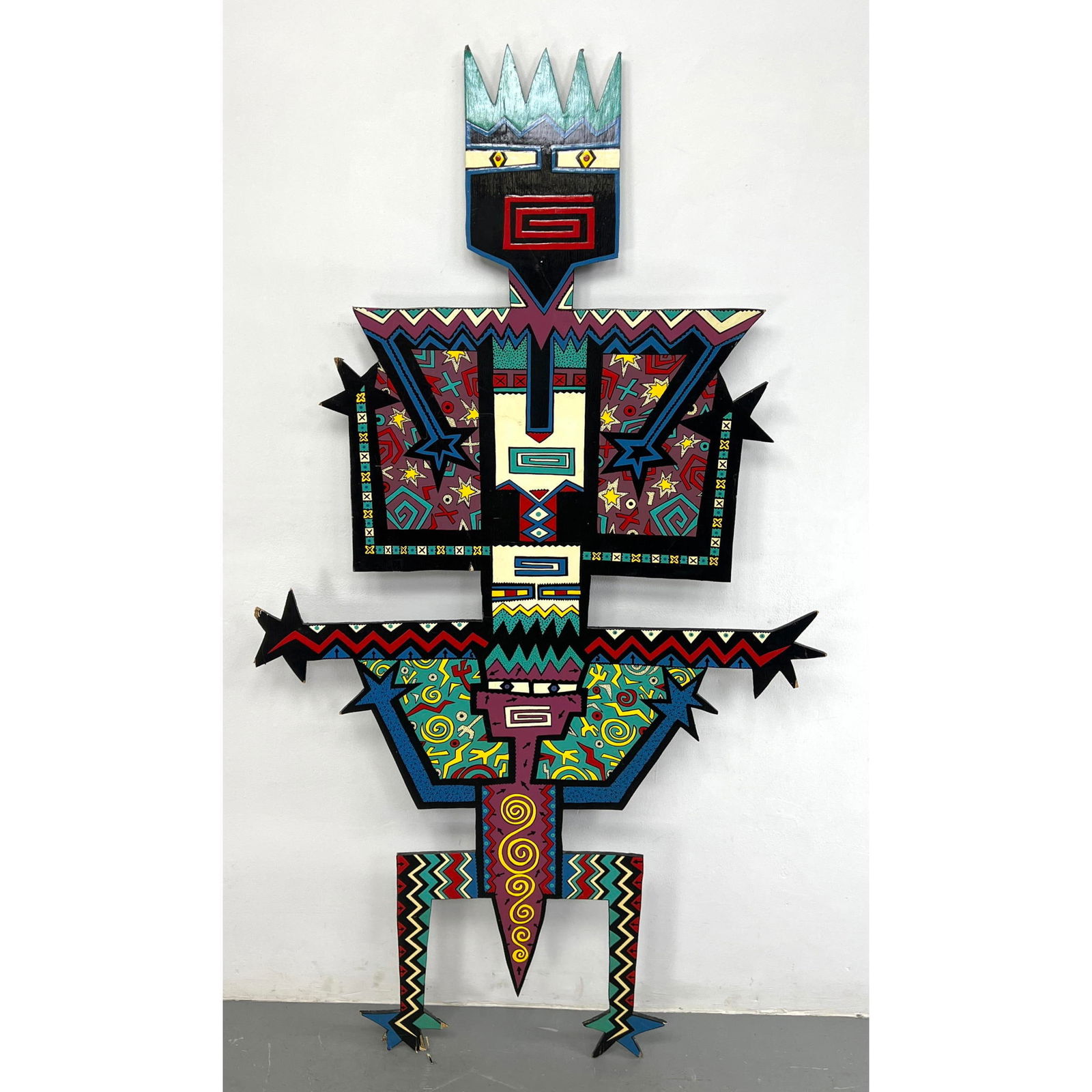 Large LISA LEE PEARCE Mixed Media on wood. Wall Painting sculpture. Totem Talk. Gallery Label. (1 of 12)