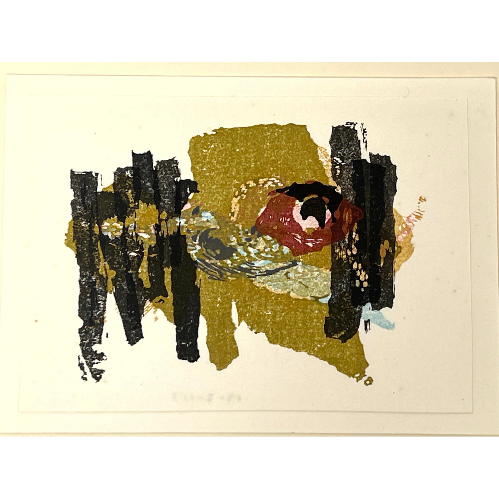 Small RIKIO TAKAHASHI Japanese Woodcut Print. "Abstract #88". Abstract Modernist Print.: Small RIKIO TAKAHASHI Japanese Woodcut Print. "Abstract #88". Abstract Modernist Print. Dimensions: Image Size: H: 4 inches: W: 6 inches: Paper Height: 12 inches: Paper Width: 12 inches --- US Packing