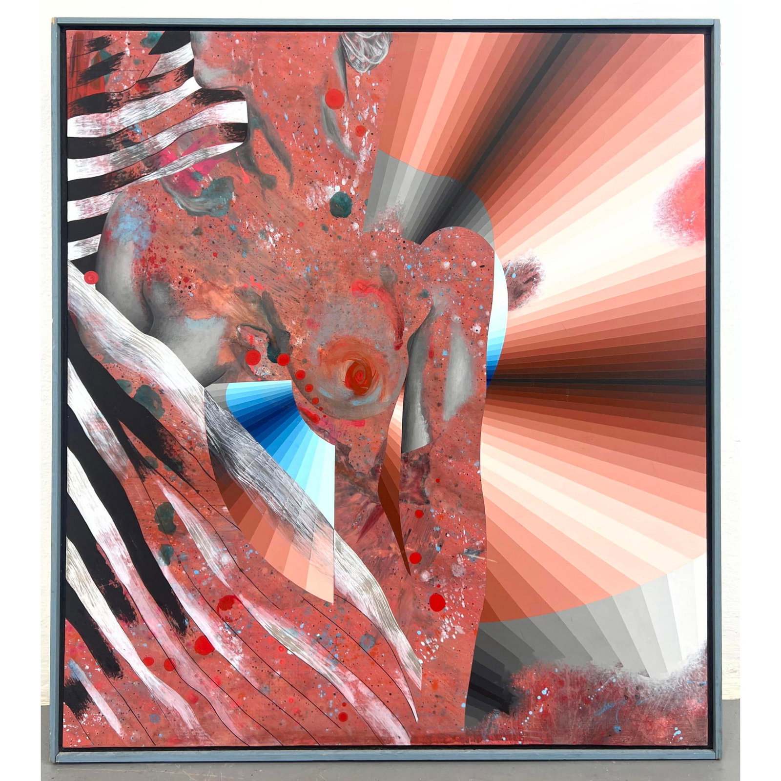 OP ART Abstract Modernist Painting on Canvas. Psychedelic Nude.: OP ART Abstract Modernist Painting on Canvas. Psychedelic Nude. H: 25.5 inches: W: 23.5 inches --- US Packing and Shipping charge: In house shipping available. Will be calculated once destination know
