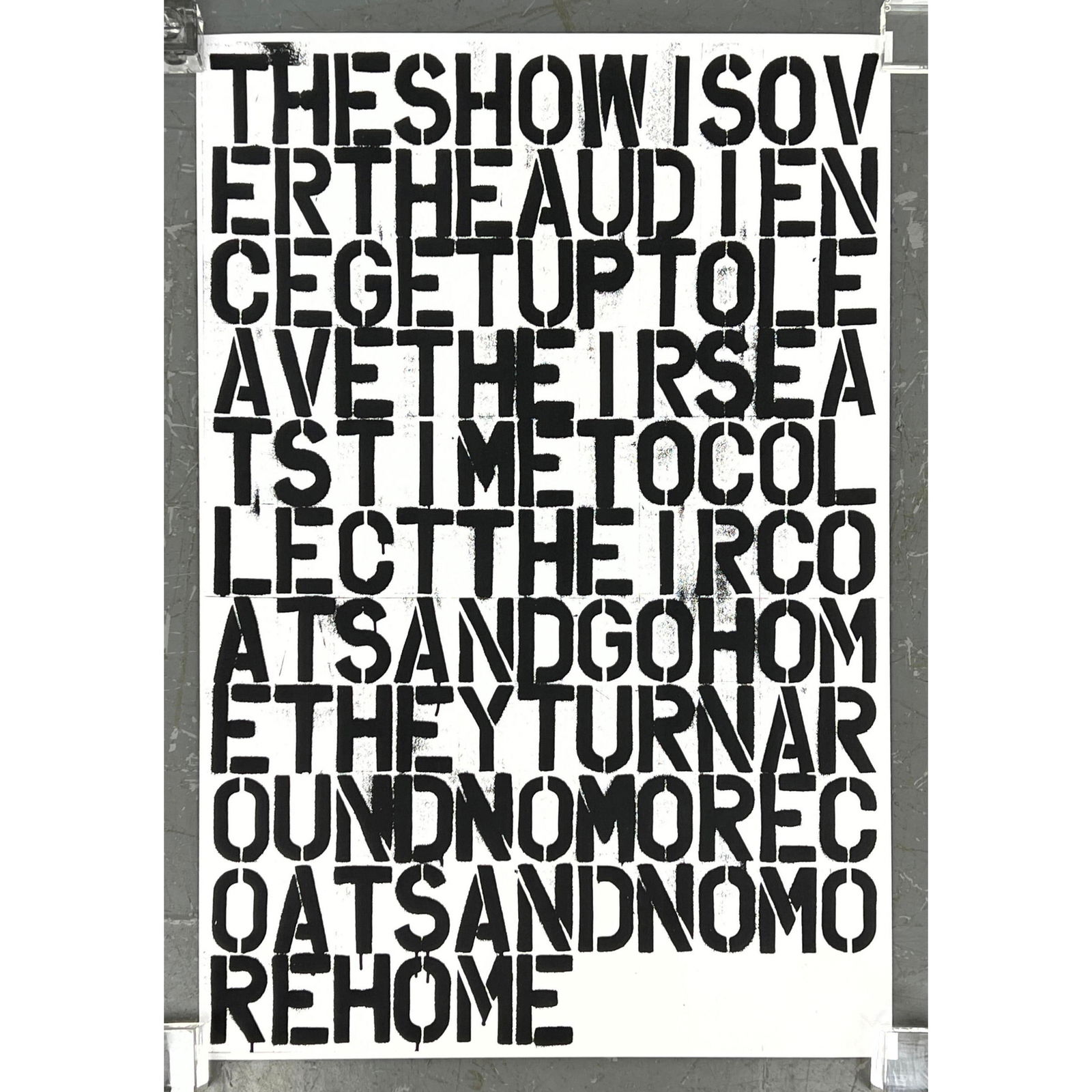 Christopher Wool Felix Gonzalez- Torres. Unsigned. "The show is over the audience get up to leave th (1 of 6)