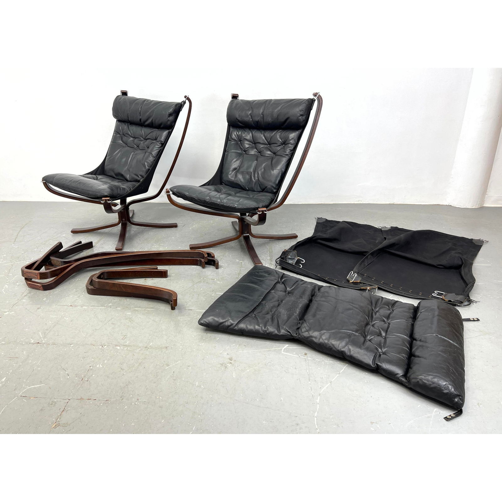 Pr Falcon Chairs By Sigurd Russell. Vatne, Norway. Leather Cushions