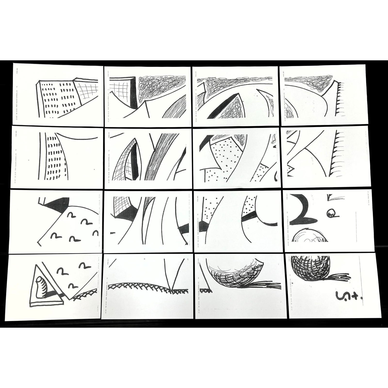 16pc David Hockney Faxed Paper Art. See Letter in Photos. Lot includes 16pc, envelope and letter. (1 of 4)