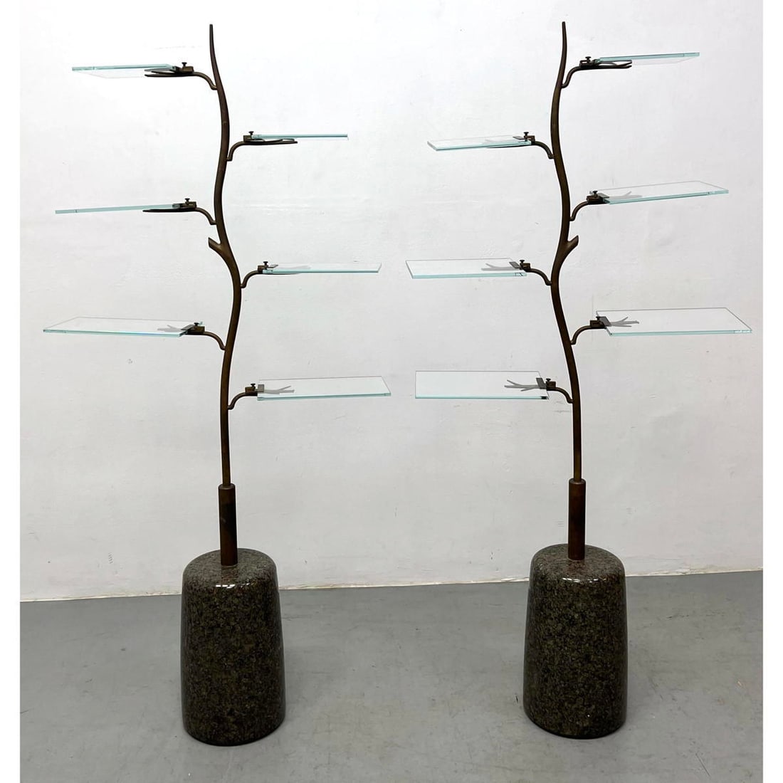 Pr Designer Tall Tree Form Display Shelves. Heavy polished Granite Base supports tree form unit with (1 of 12)
