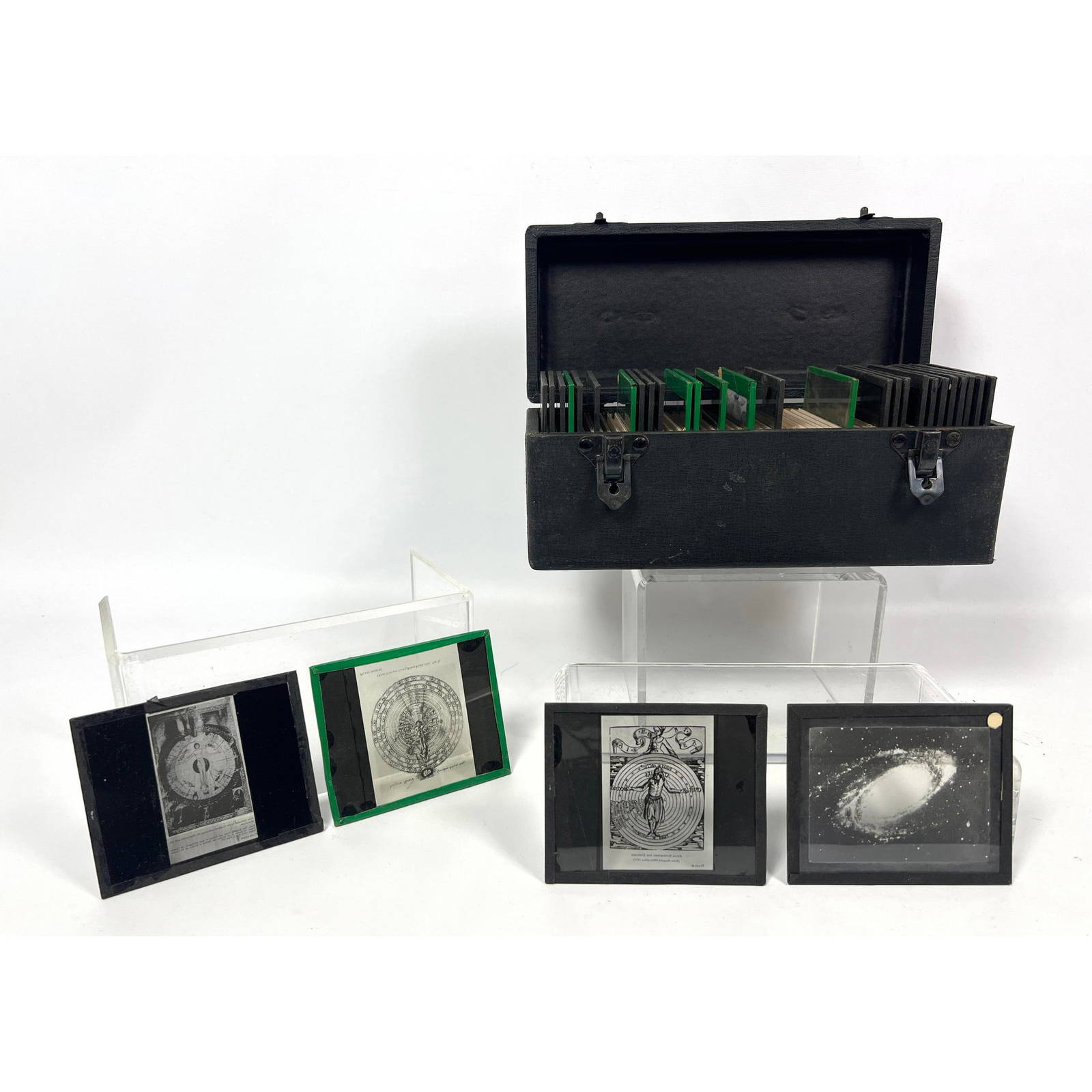 Space Collection Antique Glass Slides. In Case. Systems Of The Universe