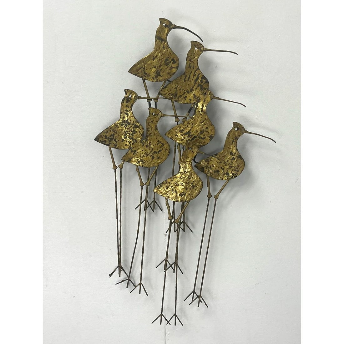 C JERE Signed Metal Bird Plover Wall Sculpture. Brass Metal. Signed. (1 of 8)