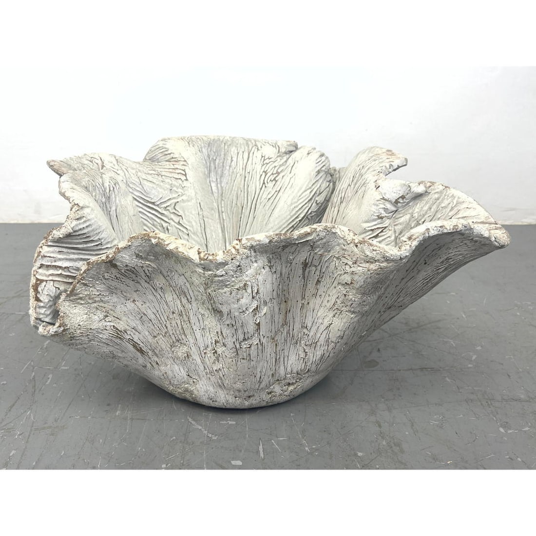 Large Painted Wood Handkerchief Form Planter Bowl. White finish. (1 of 7)