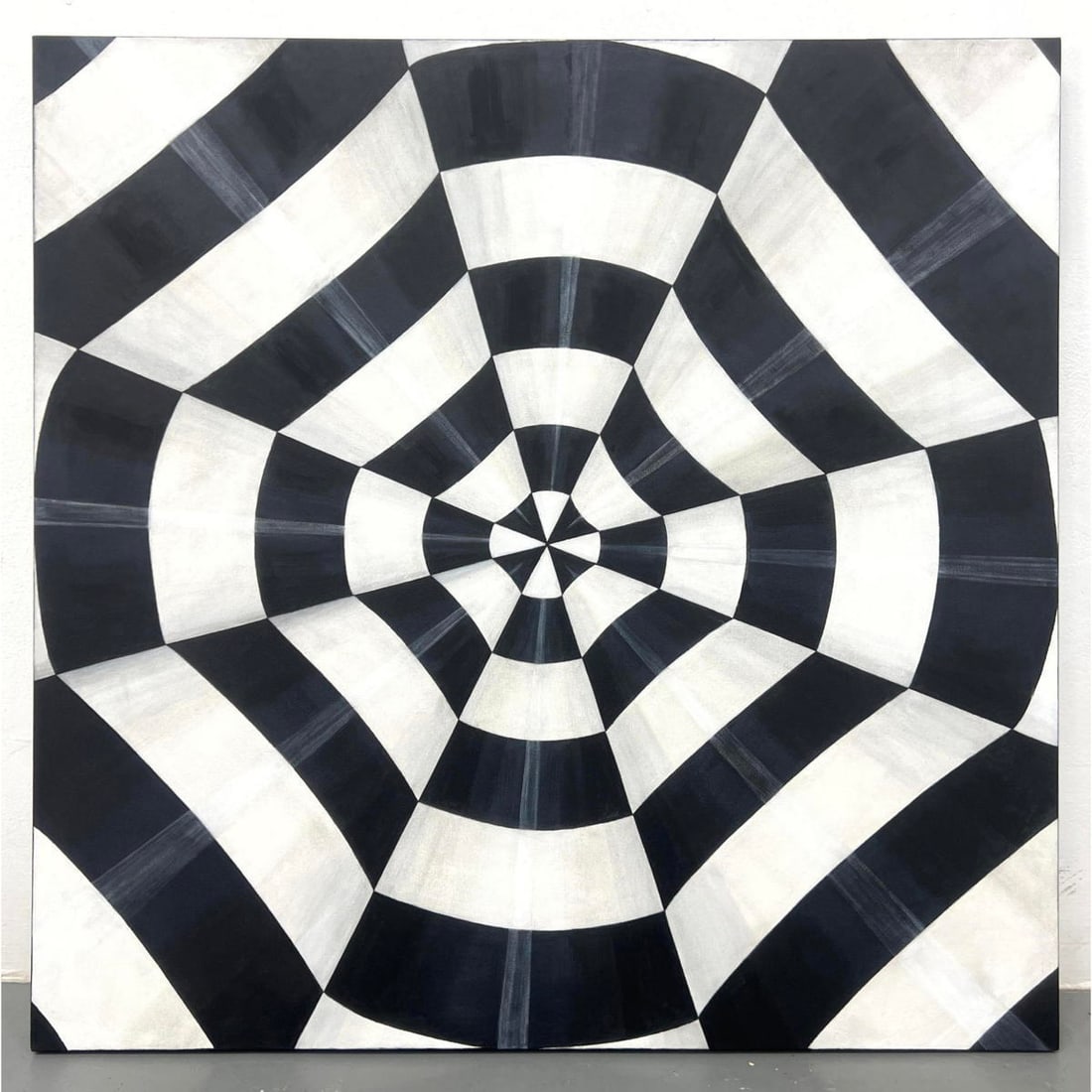 Lg TIM RAY FISHER Painting OP ART Shaded Black and White Points Modernist Painting. Rounded points O (1 of 11)