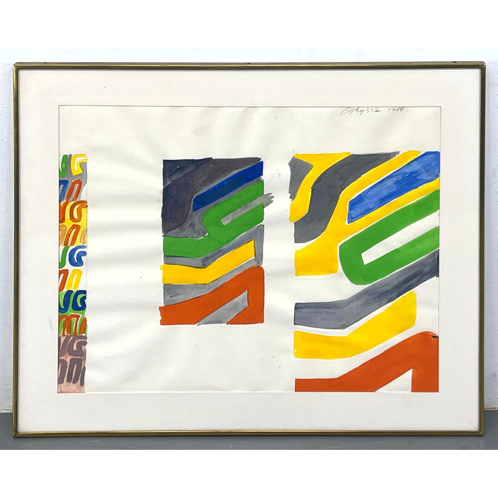 Signed and Dated 1968 Abstract Modern Print. Framed under glass. Kulicke Gallery Label. (1 of 12)