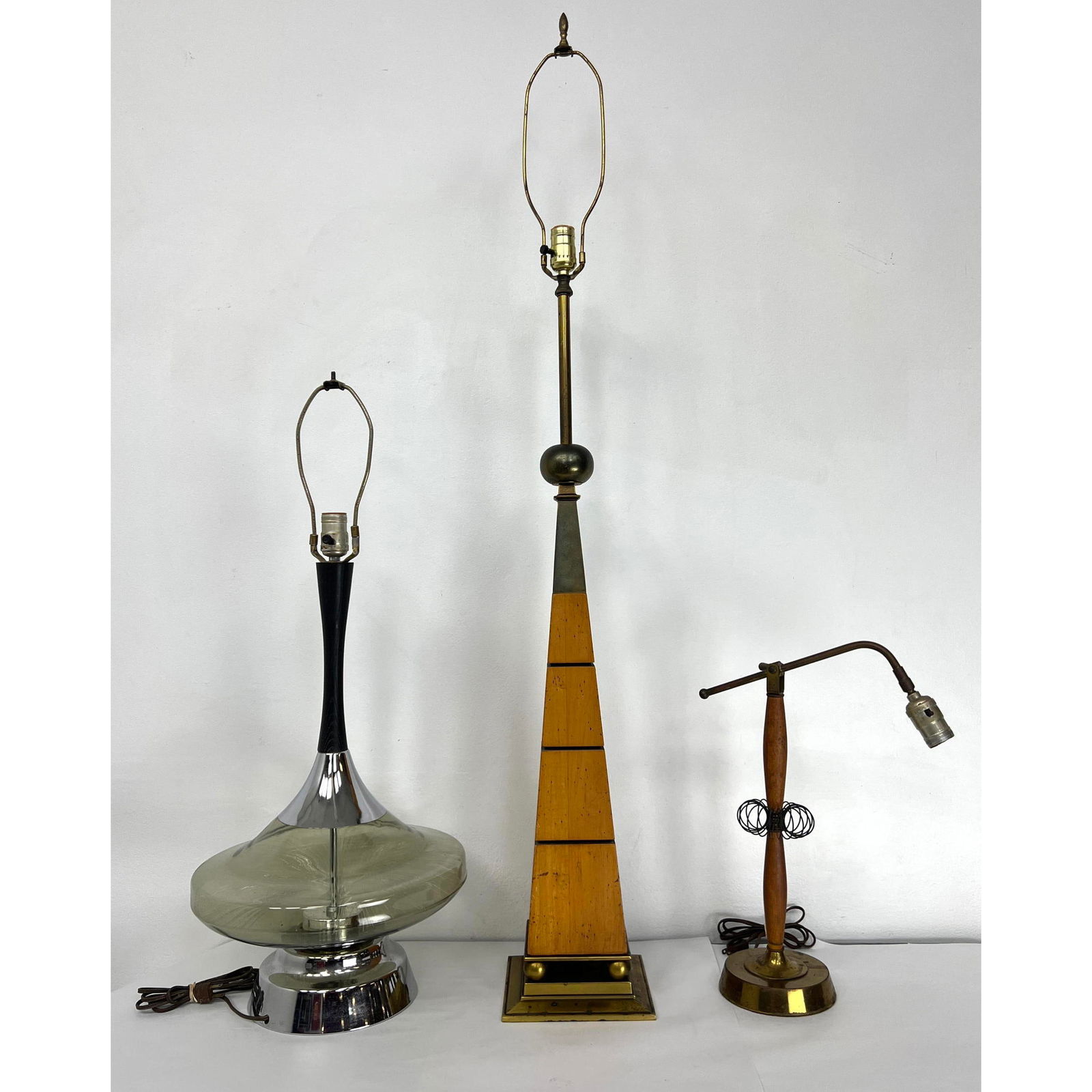3pc Assorted Modern Lamp Lot. Mixed Materials. One fiber Optic. (1 of 20)