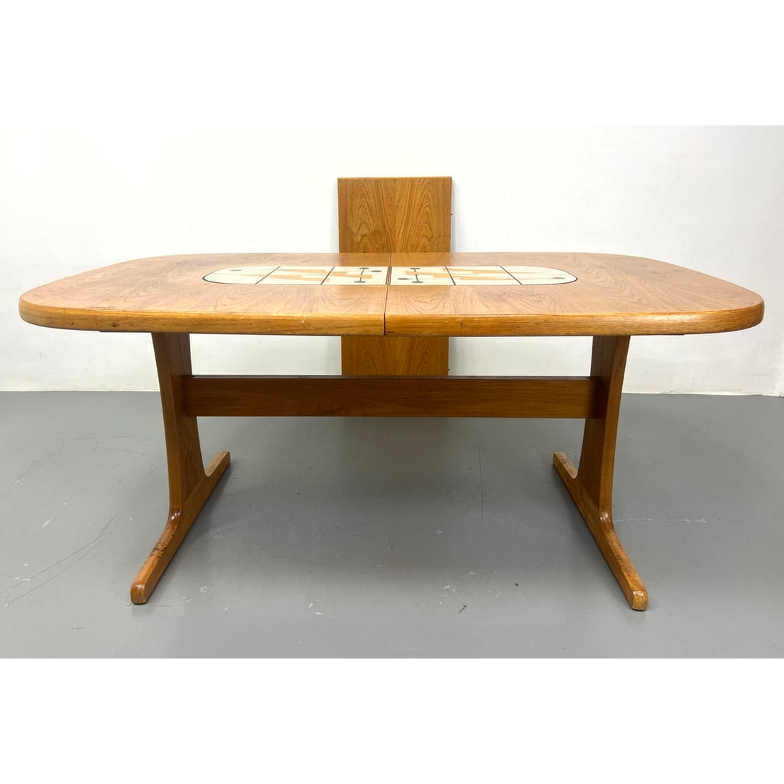 Danish Modern Teak Dining Table. Signed Tiles. Glazed ceramic tiles with pennant, stick and ball des (1 of 16)