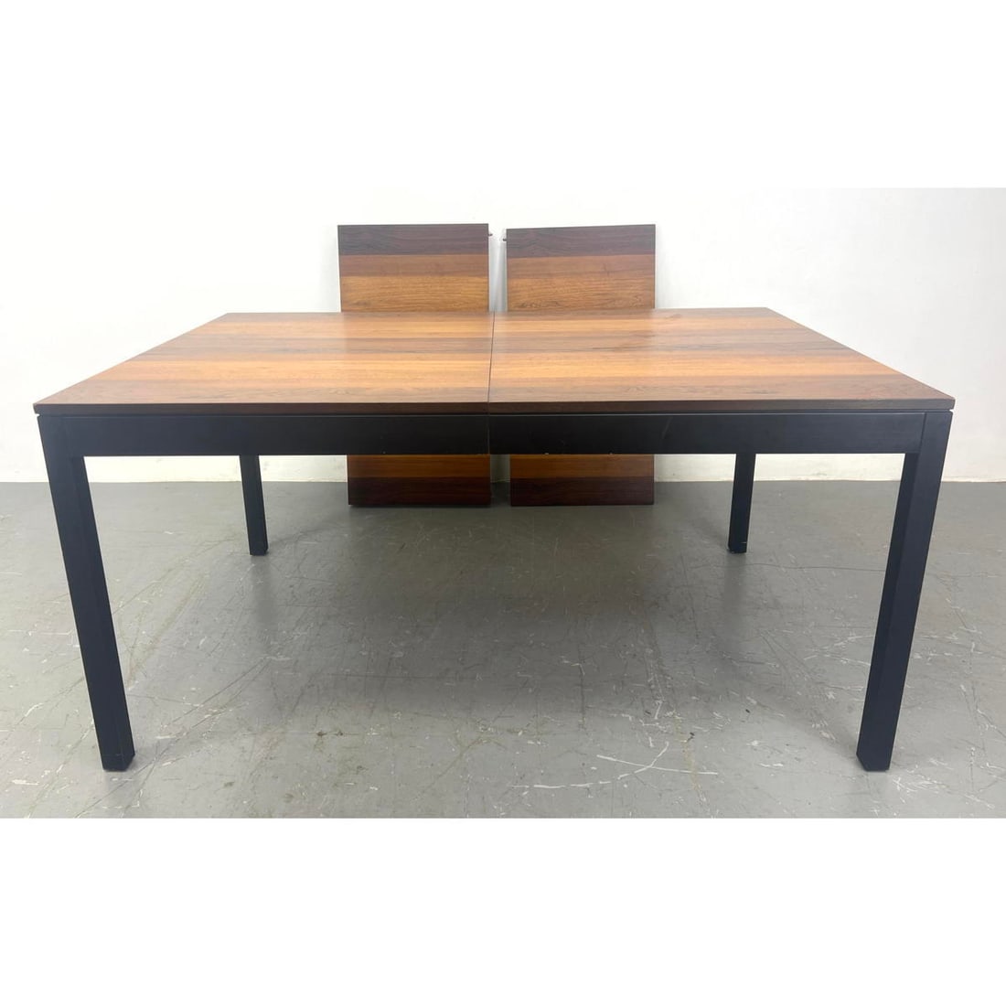 Milo Baughman Style Rosewood Dining Table with two leaves.  Ebonized frame. (1 of 10)