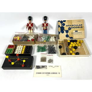 Mid Century Modern Toy Lot.  KAY BOJESEN Soldiers. MCM Student Molecular Models Kit. Colored spheres: Mid Century Modern Toy Lot. KAY BOJESEN Soldiers. MCM Student Molecular Models Kit. Colored spheres and rods to build Molecules. Dimensions: H: 9 inches: W: 3 inches: D: 2 inches ---