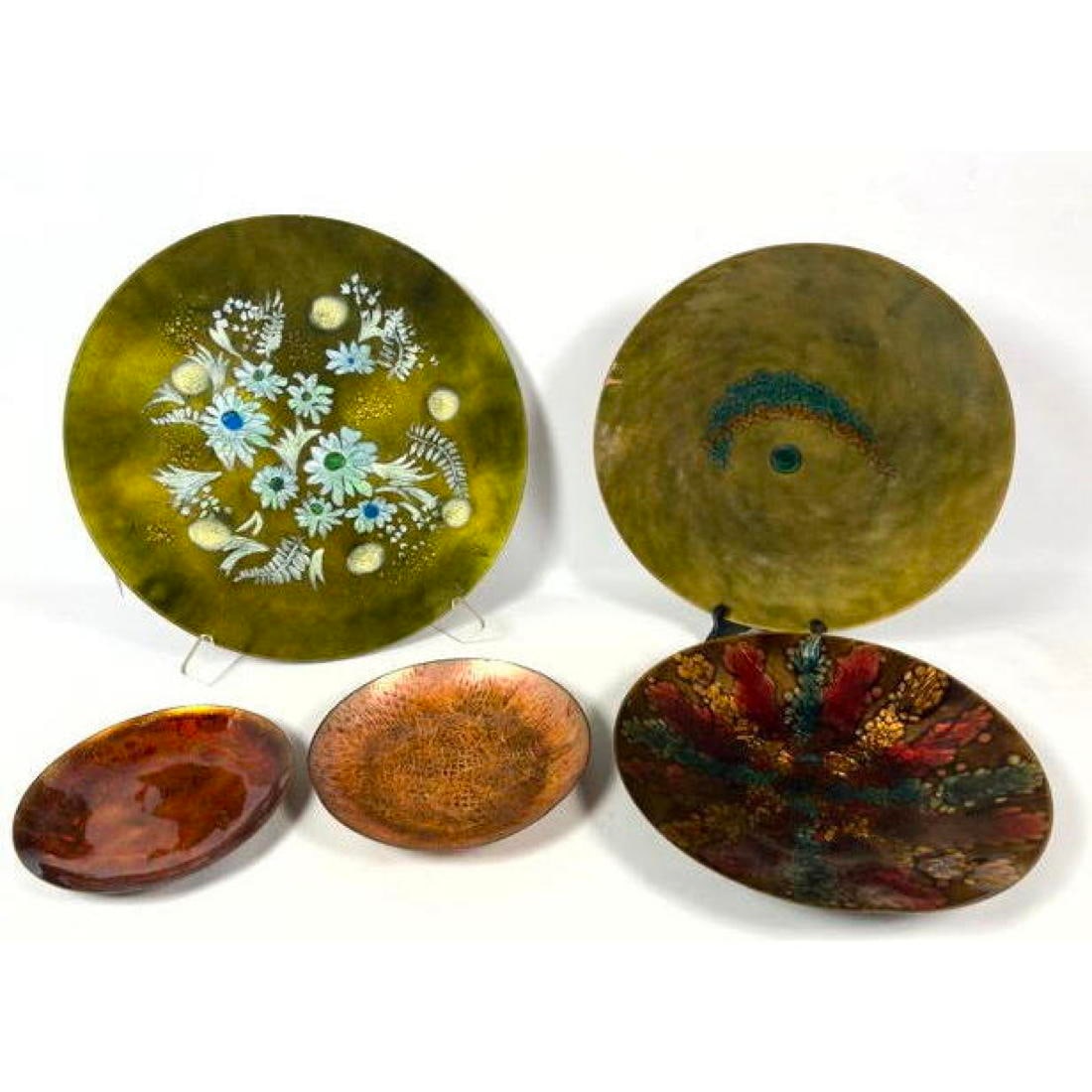 Collection of 5 Copper Enameled MCM Dishes. SASCHA BRASTOFF, BOVANO, KAUHA, etc. (1 of 19)