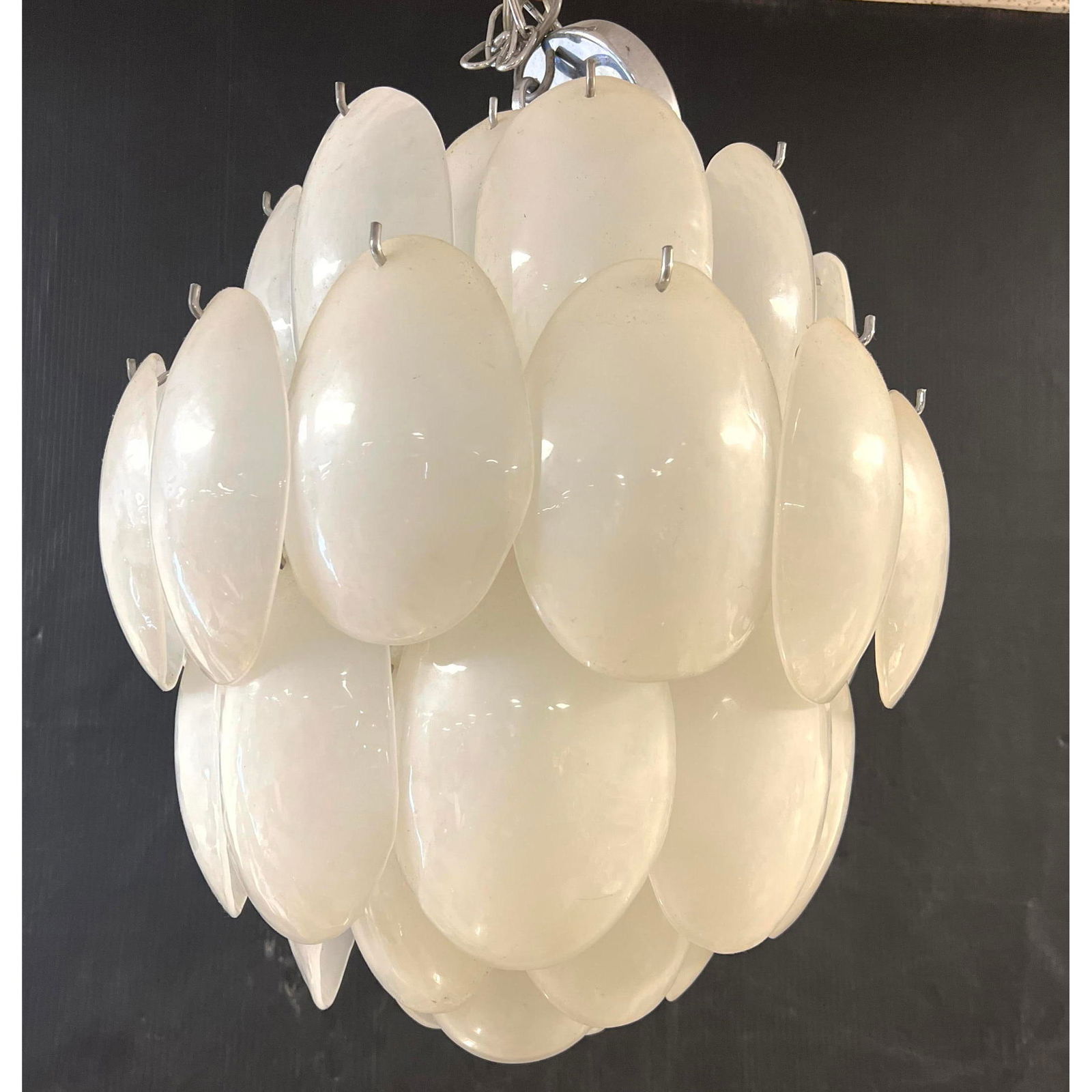 Decorator Murano Glass Chandelier.  Shell shaped glass panels. (1 of 5)