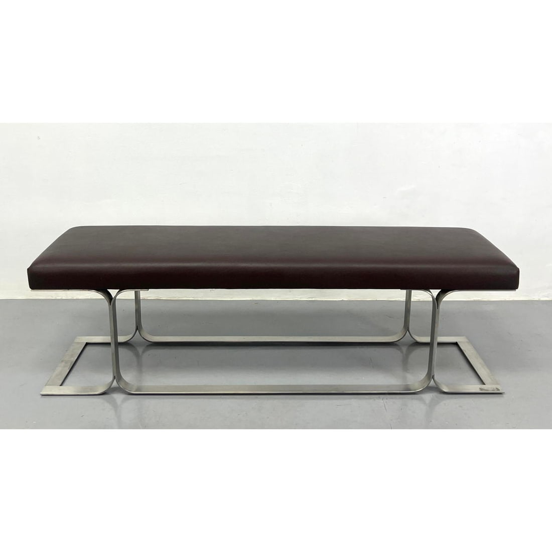 Modernist Flat Bar Chrome Base Bench. John Behringer style. (1 of 7)