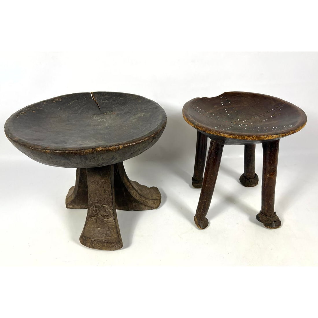 2pcs Tribal Stools. Second stool: 12 inches tall, 11 inches diameter (1 of 16)