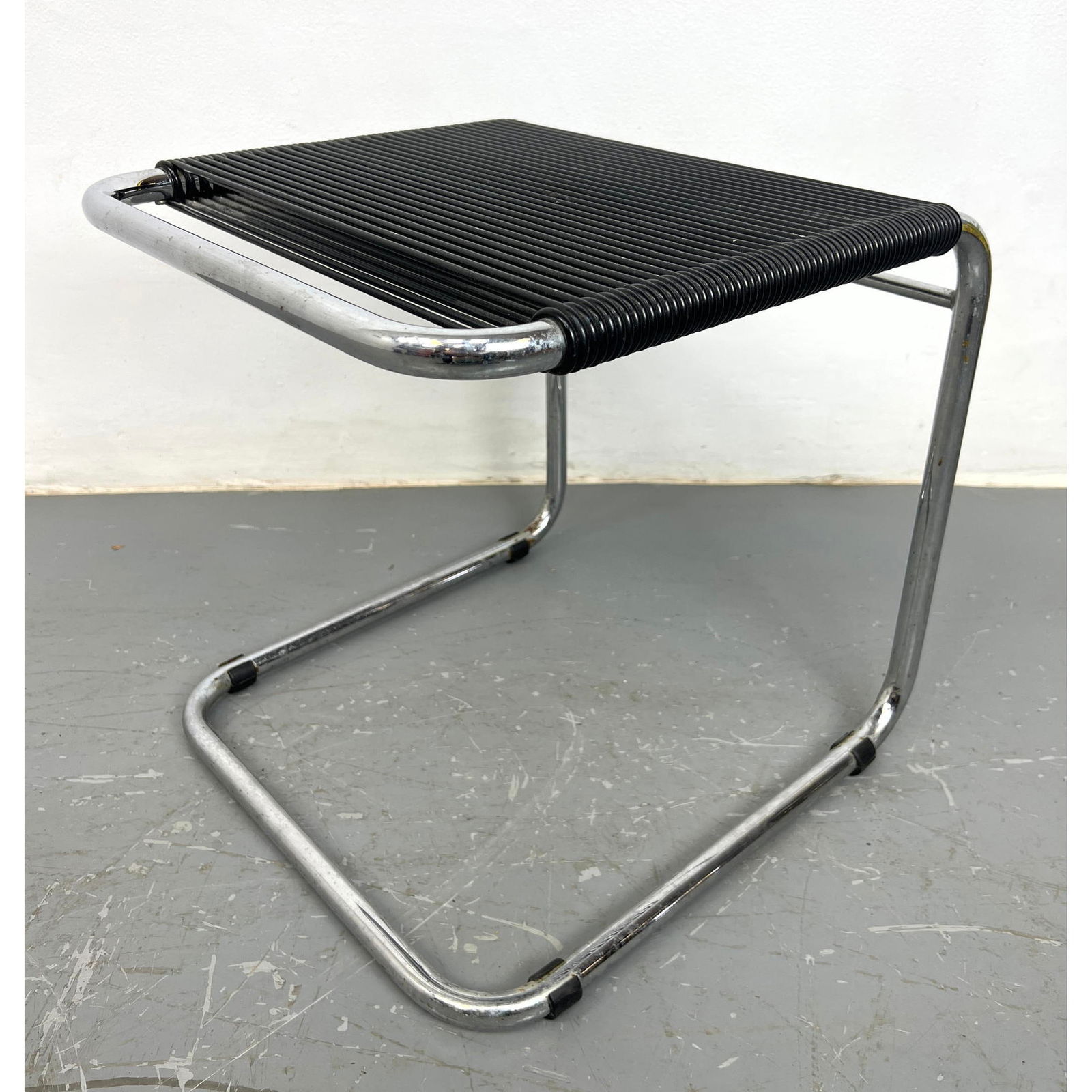 Knolls style Chrome Frame Bauhaus stool. Wrapped seat. After Andre Dupre. (1 of 8)