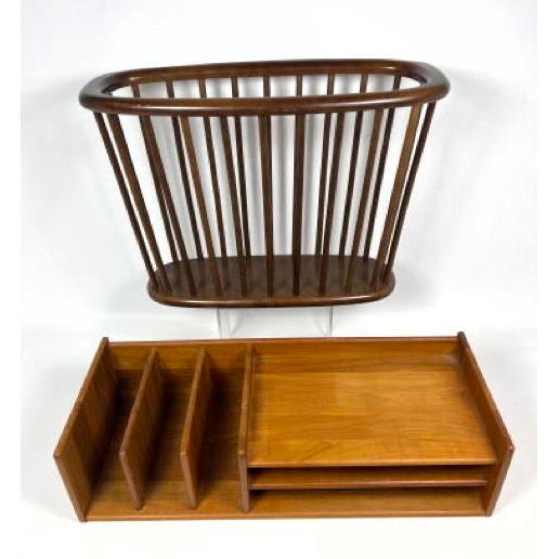 2pcs 1960s Desk Organizer by Nordisk Andels-Eksport Malaysia and Arthur Umanoff Magazine Holder (1 of 15)