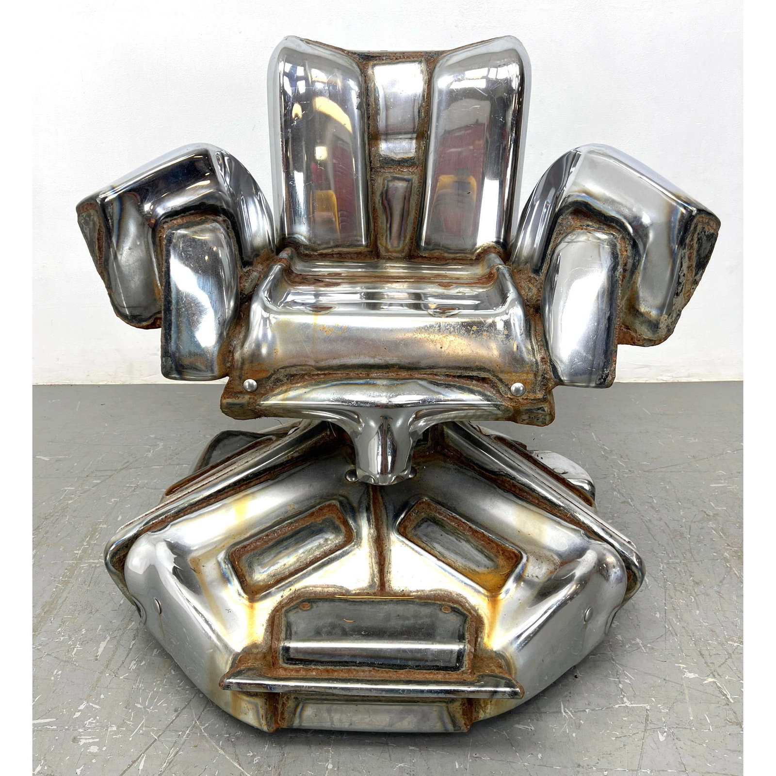 JASON SELEY Welded Auto Bumper Lounge Chair. Industrial Sculpture.  Functions as Chair; Presents as (1 of 13)